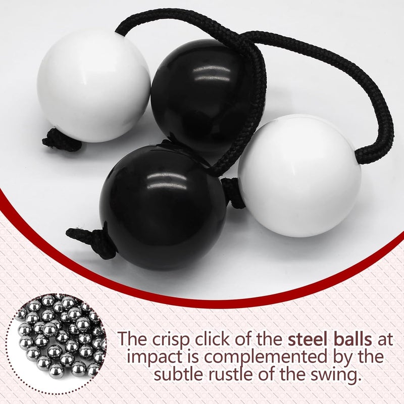 Jersvimc 2 Pair Aslatua Shakers Kashaka Shaker Instrument, African Rhythmic Ball Hand Percussion Musical Black & White Shaker Balls for Adults - Image 5